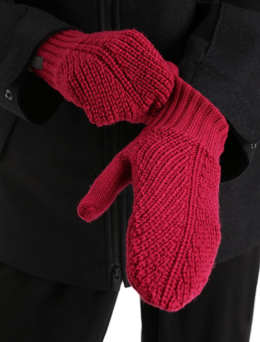 Women\'s Icebreaker Unisex Merino Waypoint Mittens Gloves Cherry / Espresso | CA 1443EBCX